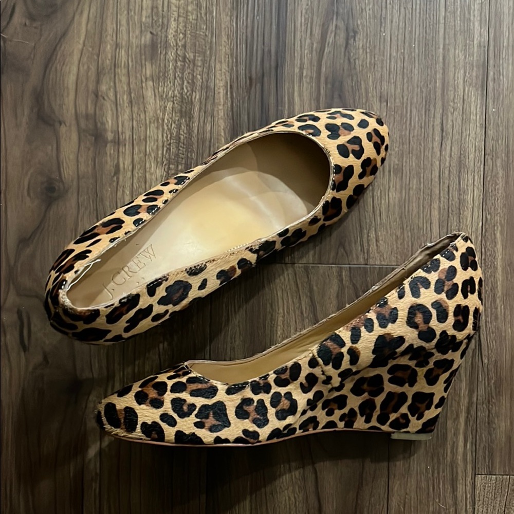 J. Crew Leopard Print Wedge Heels